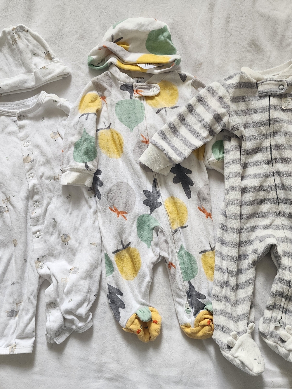 Baby One-Piece/Footsie Bundle in Yellow, Green, Gray